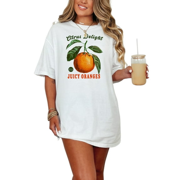 Citrus Delight Oranges T-Shirt, Farm Fresh Produce, Fruit Lover Tee, Summer Style, Unique Graphic Design, Gift for Foodies, White Comfort Colors T-Shirt, Small