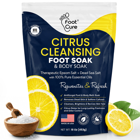 FootCure Citrus Detox Foot Soak for Callus - Epsom Salt Foot Soak Treats Damaged Toenail, Athletes Foots 16oz