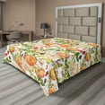 thumbnail image 1 of Ambesonne Citrus Flat Bedding Sheet Soft Top Sheet, Jungle Scene Leafy Twigs Art, California King, Marigold Fern Green Ruby, 1 of 1