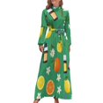 thumbnail image 1 of Citrus Floral Aromatherapy Women's Long Dress Long Sleeves Dress Vintage Dresses Party Maxi Dress High Waist Dress, 1 of 4
