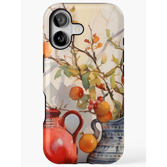 Citrus Fruit Branches and Ceramic Vessels Tough Case for Apple iPhone Series, Polycarbonate and TPU