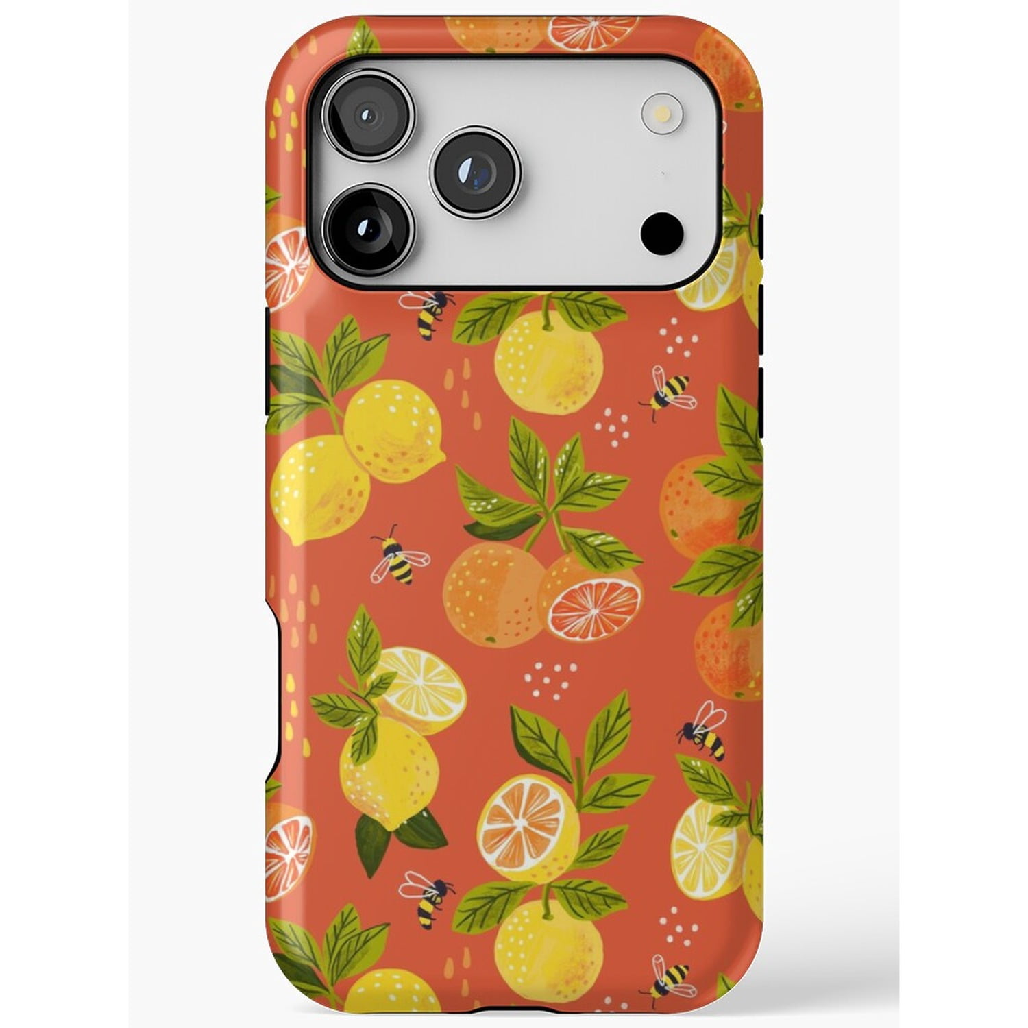 Citrus Fruit, Green Leaves and Bees Coral Tough Phone Case for Apple ...