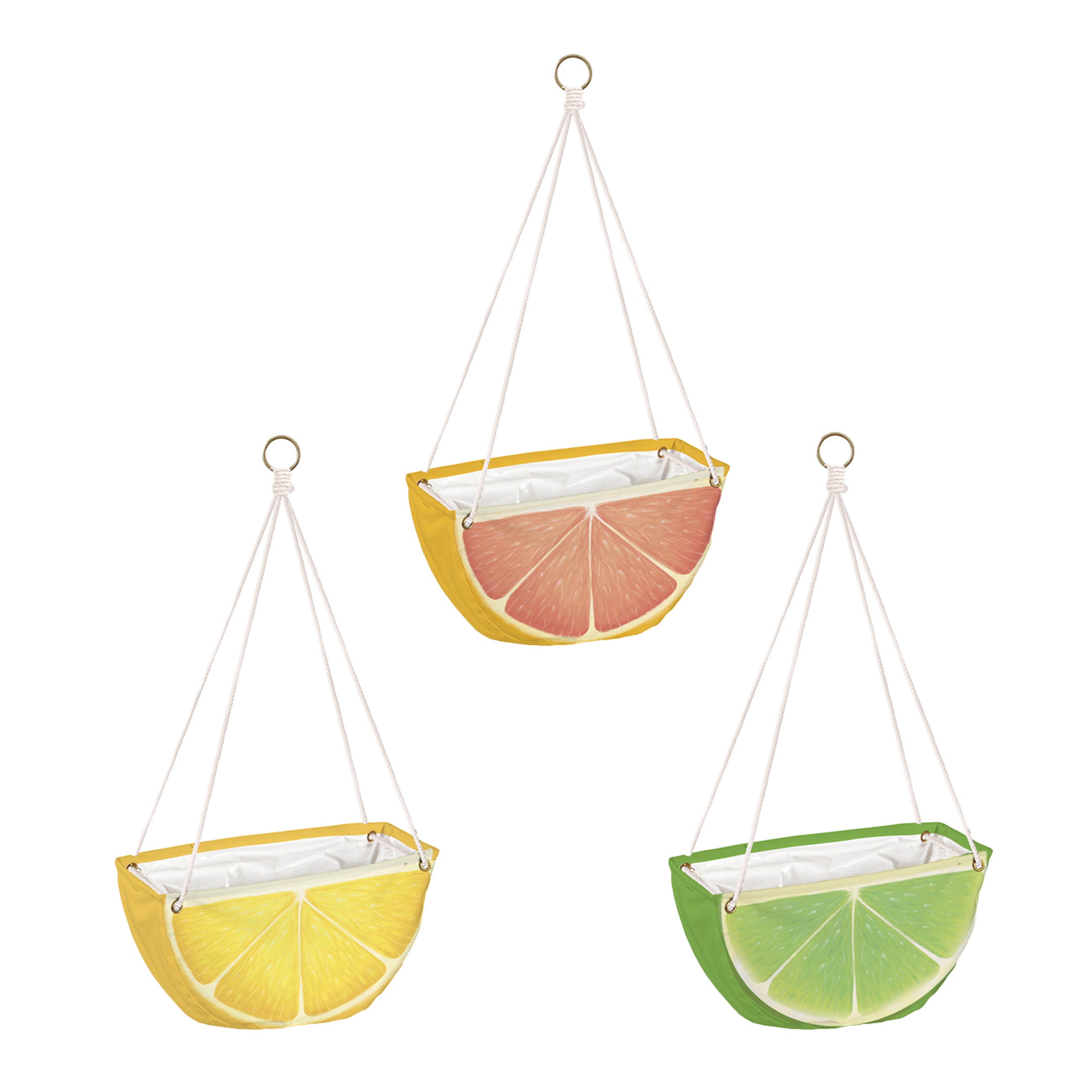 Citrus Fruit Hanging Fabric Planters, Set of 3