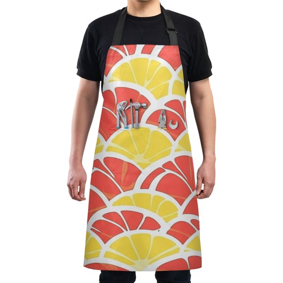Citrus Fruit Slice Chef Kitchen Apron with Pockets for Women Waterproof Aprons for Cooking Baking