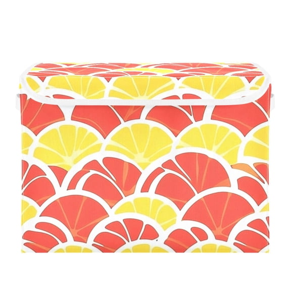 Citrus Fruit Slice Large Storage Bins with Linen Collapsible Lid Storage Box 16.7 x 12.6 x 11.8in