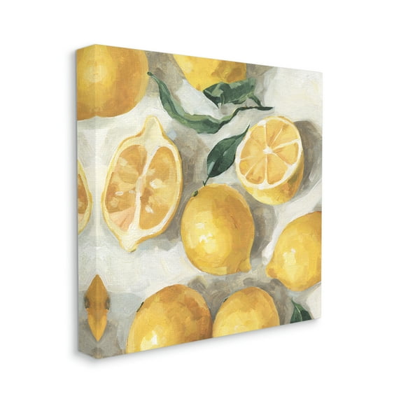 Citrus Fruits Sliced Lemon Pile Over White Food & Beverage Gallery-Wrapped Canvas Print Wall Art, 17x17