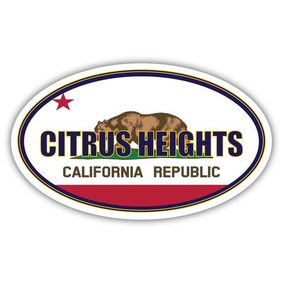 Citrus Heights City California State Flag | CA Flag Sacramento County Oval State Colors Bumper Sticker Car Decal 3x5 inches