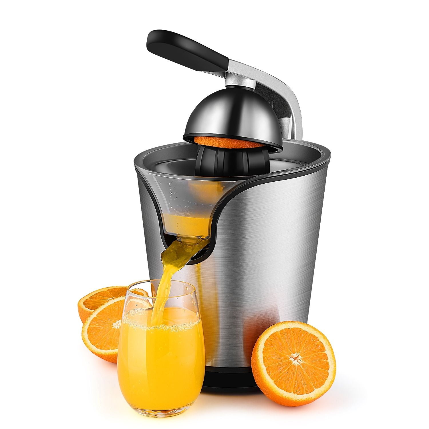 FOHERE Orange Juice Squeezer Electric Citrus Juicer with Two  Interchangeable Cones Suitable for orange, lemon and Grapefruit, Brushed  Stainless Steel