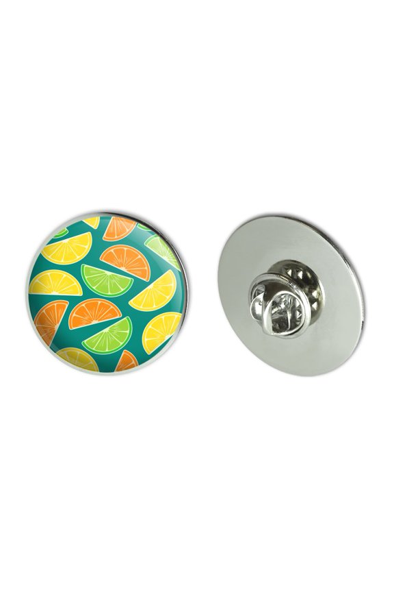 Citrus Lemon Lime Orange Slices Pattern Metal 1.1" Tie Tack Hat Lapel Pin Pinback