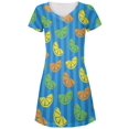 thumbnail image 1 of Citrus Lemon Lime Summer Blue Juniors V-Neck Beach Cover-Up Dress, 1 of 2