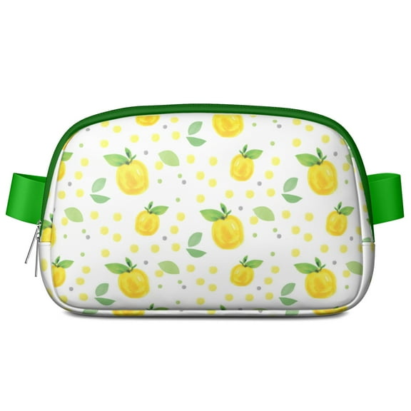 Citrus Lemon Lover Fanny Pack – Yellow Belt Bag with Retro Fruit Design & Floral Accents