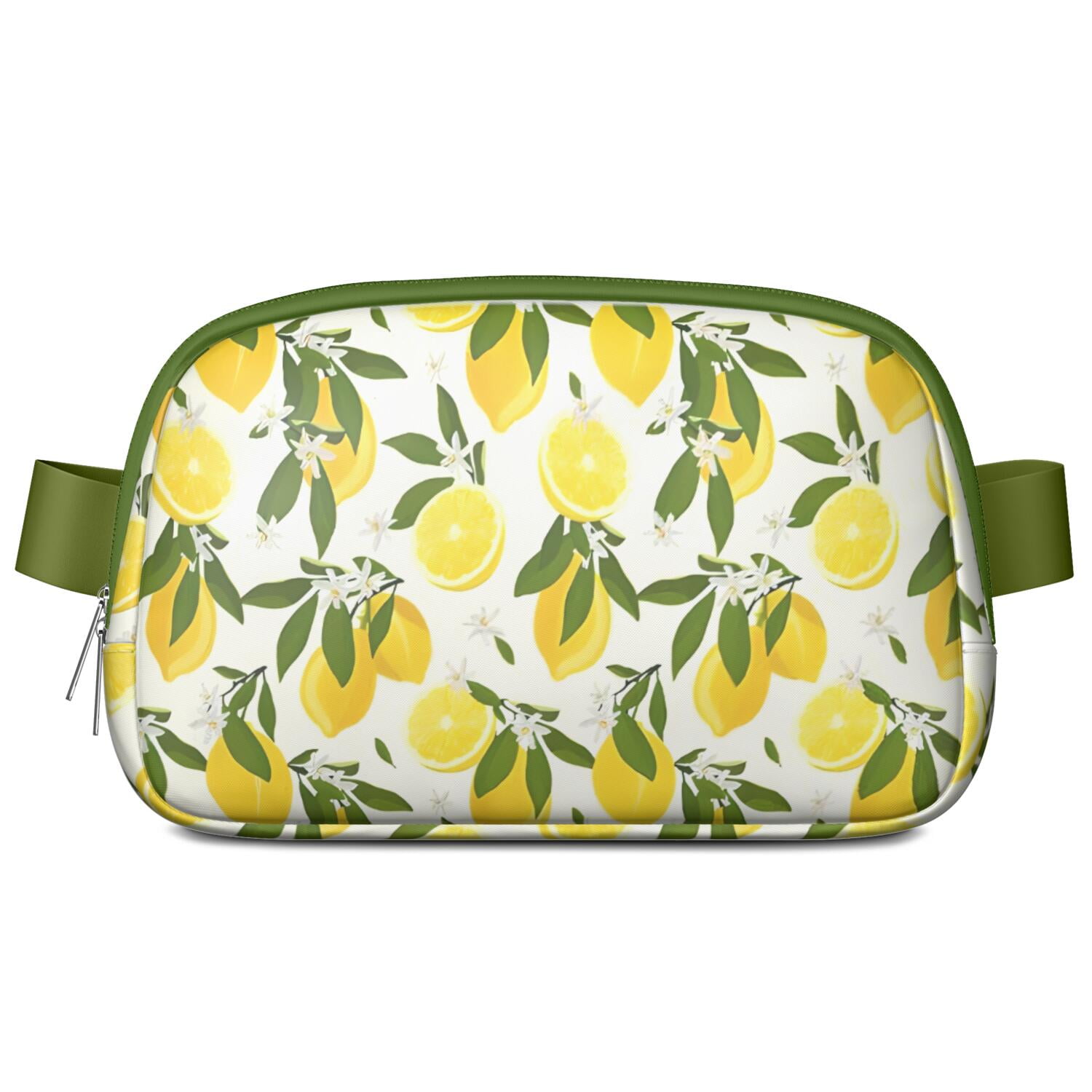 Citrus Lemon Lover Fanny Pack – Yellow Belt Bag with Retro Fruit Design & Floral Accents