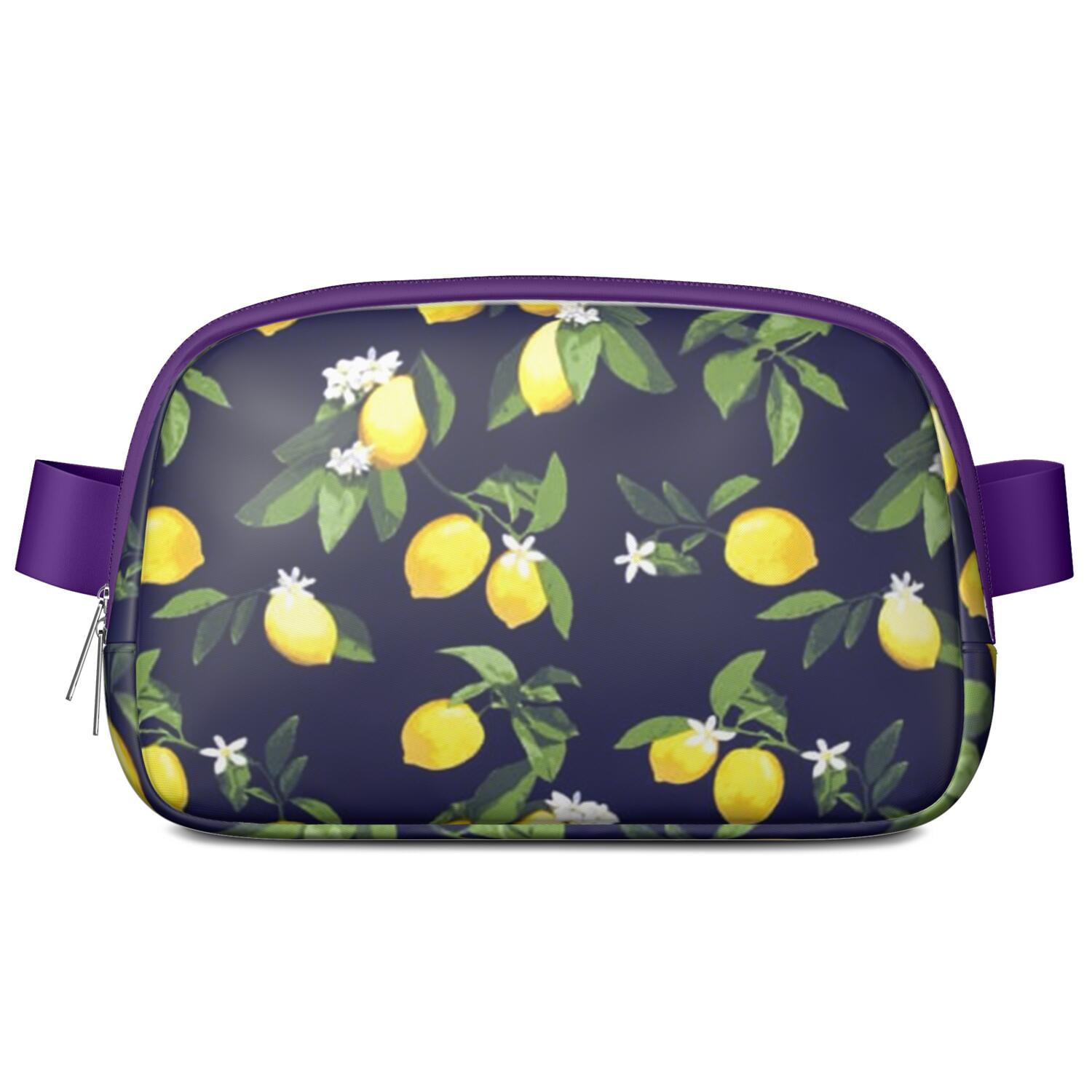 Citrus Lemon Lover Fanny Pack – Yellow Belt Bag with Retro Fruit Design & Floral Accents