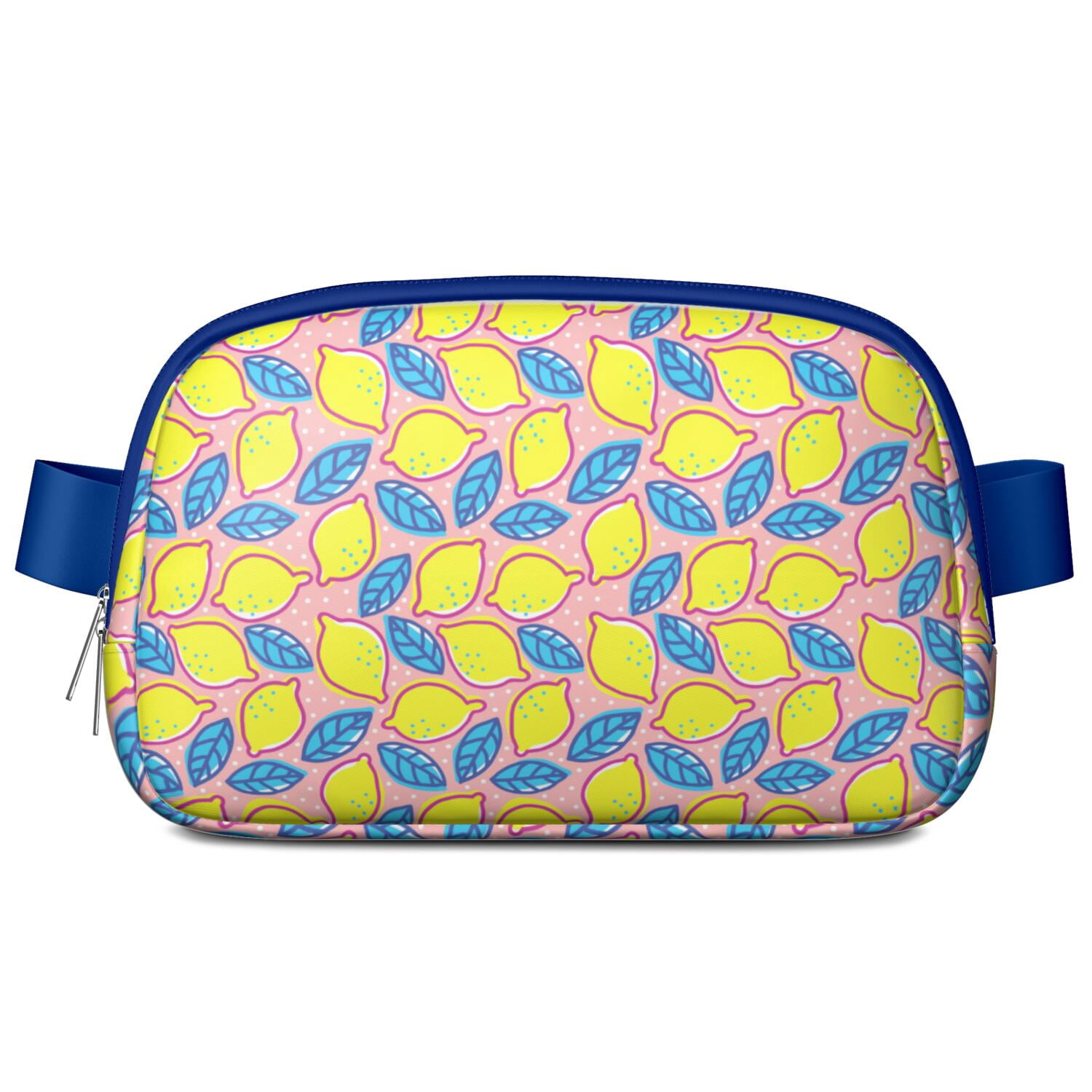 Citrus Lemon Lover Fanny Pack – Yellow Belt Bag with Retro Fruit Design & Floral Accents