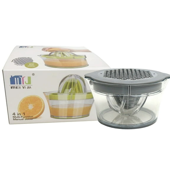 Citrus Lemon Orange Juicer Manual Hand Squeezer with Built-in Measuring Cup and Grater, 12OZ,grey