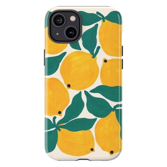Citrus Lemon Pattern Phone Case, Vibrant Mediterranean Fruit Design for iPhone 17 16 15 14 13 12 11 Pro Plus Mini