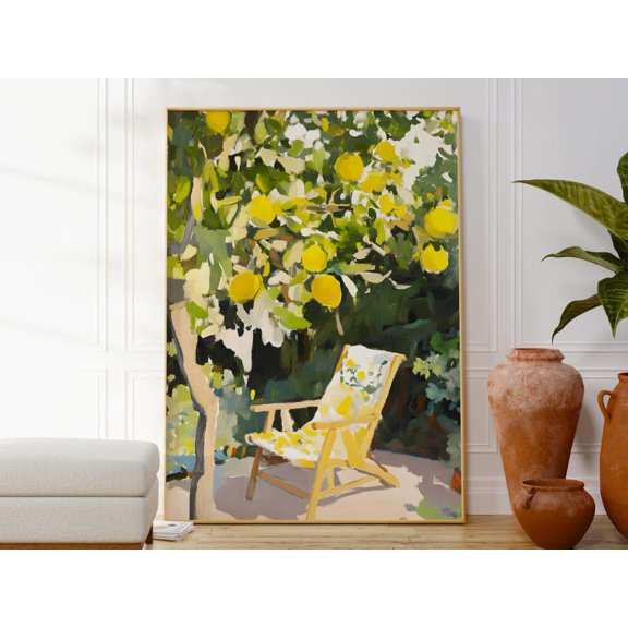 Citrus Lemon Tree Hand Painted Fruit Art