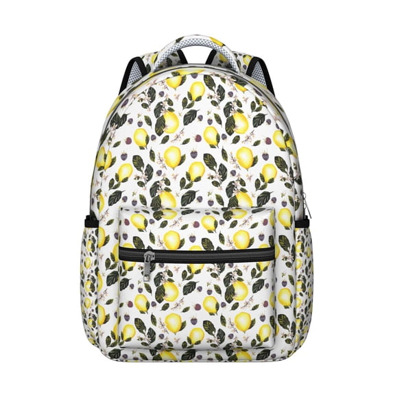 Citrus Lemon Zest Backpack - Spacious School Rucksack with Padded Straps, Fashionable Bookbag for Teens & College Students, Great Campus Gift