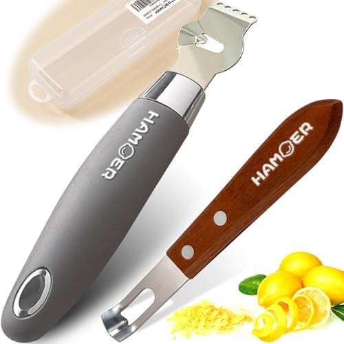 Citrus Lemon Zester & Channel Knife Tool for Kitchen Bar, Stainless Steel Blade, Ergonomic Design, Wooden Handle & Rubber & Plastic Handle Set Tool$$Home Decor, Kitchen, & Other