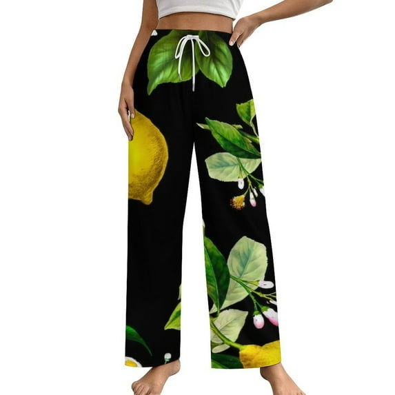 Citrus Lemons Vintage Art Pajamas For Women Loose Retro Night Pajama Pants Comfortable Sleepwear Bottoms Homewear