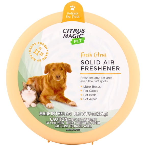 Citrus Magic Pet Deodorizing Solid Air Freshener for Pet Homes, Fresh Citrus - 8 oz