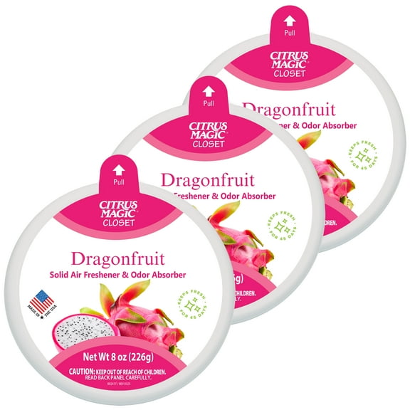 Citrus Magic For Closets Odor Absorbing Solid Air Freshener, Dragonfruit, 8-Ounce, Pack of 3
