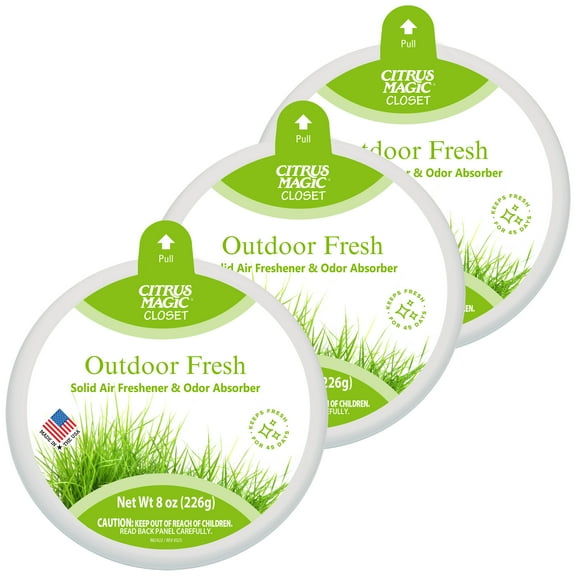 Citrus Magic For Closets Odor Absorbing Solid Air Freshener, Outdoor Fresh, 8-Ounce, Pack of 3