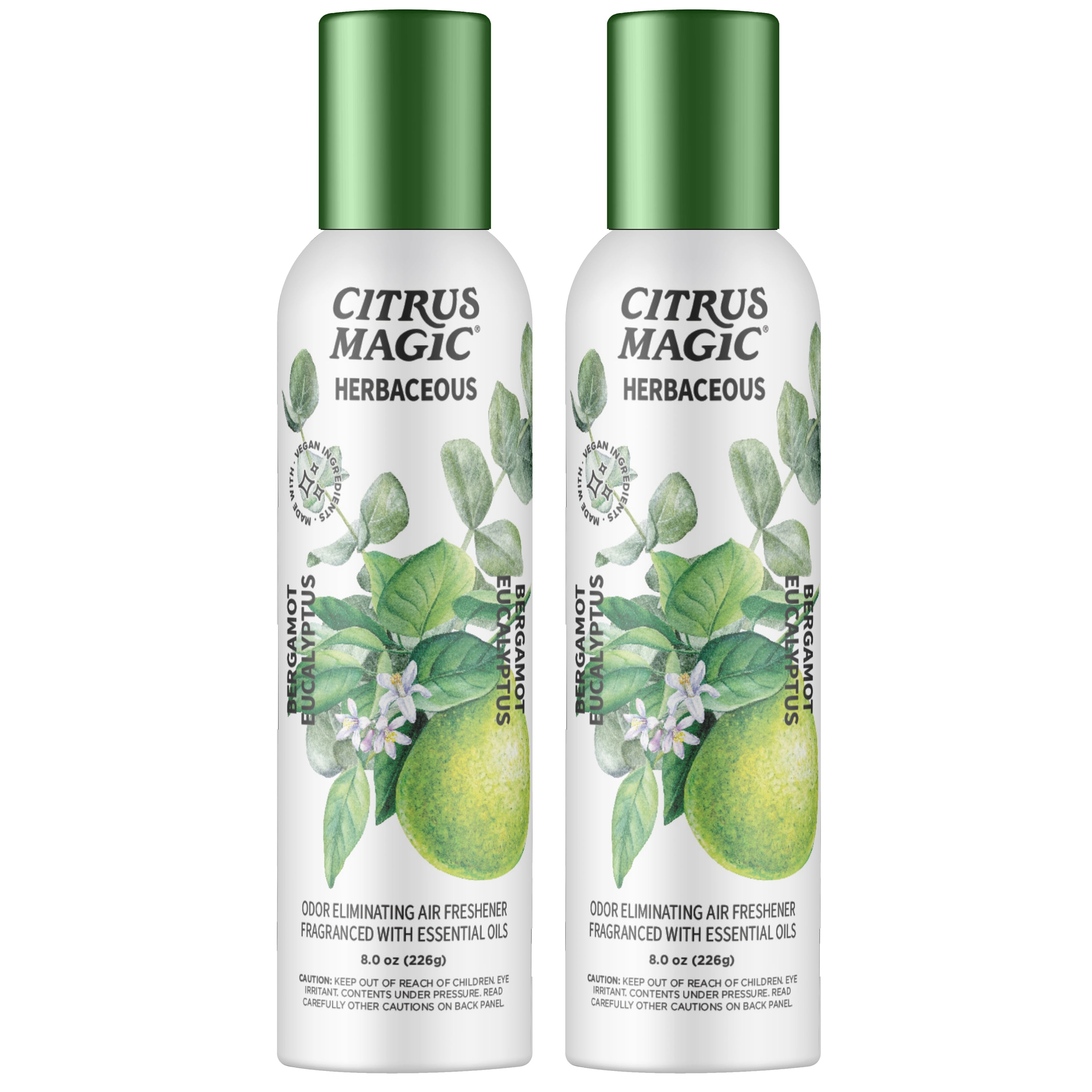Citrus Magic Herbaceous Odor Eliminating Air Freshener Spray, Bergamot  Eucalyptus, 8-Ounce, Pack of 2 