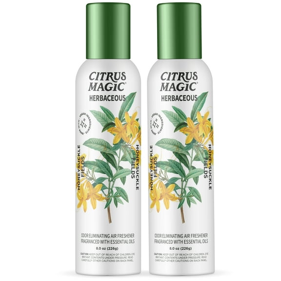 Citrus Magic Herbaceous Odor Eliminating Air Freshener Spray, Honeysuckle Fields, 8 oz, 2 Count
