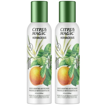 Citrus Magic Herbaceous Odor Eliminating Air Freshener Spray, Mandarin Mimosa, 8 oz, 2 Count