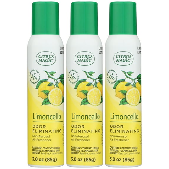 Citrus Magic Limited Edition Odor Eliminating Air Freshener Spray, Limoncello, 3-Ounce, Pack of 3