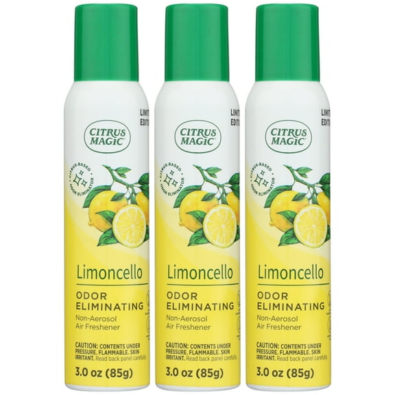 Citrus Magic Limited Edition Odor Eliminating Air Freshener Spray, Limoncello, 3-Ounce, Pack of 3