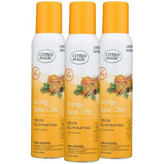 Citrus Magic Limited Edition Odor Eliminating Air Freshener Spray, Orange Spice Cider, 3 oz., Pack of 3