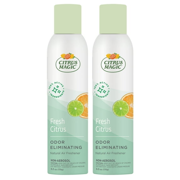 Citrus Magic Odor Eliminating Air Freshener and Room Spray, Fresh Citrus, 6-Ounce, Pack of 2