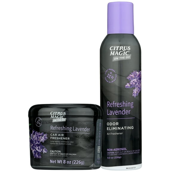 Citrus Magic On the Go Odor Eliminating Spray and Solid Air Freshener Assortment, Refreshing Lavender