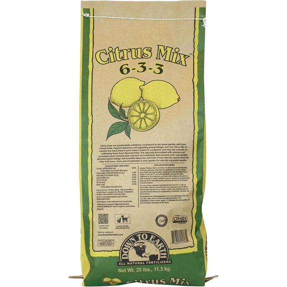 Citrus Mix 6-3-3, 25 lb Bag Organic Plant Food for Lemons, Limes, Oranges and Avocados