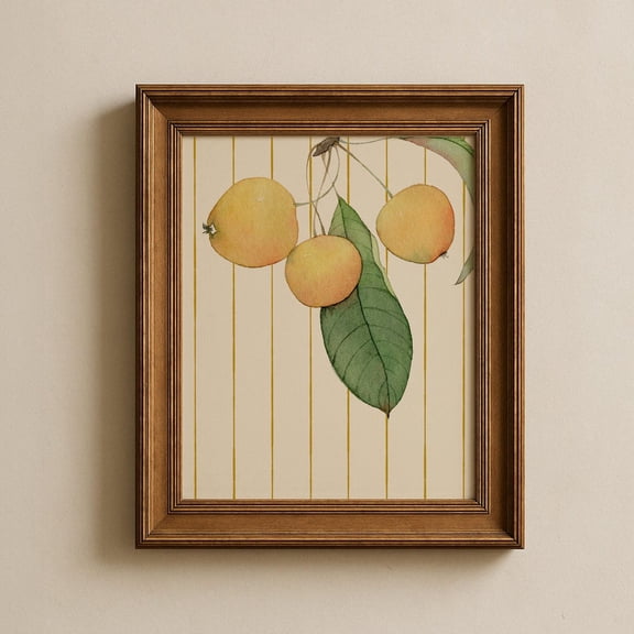 Citrus Oranges Vintage English Garden Cottage Vertical Portrait Wall Art Print, Botanical Bedroom And Living Room Decor