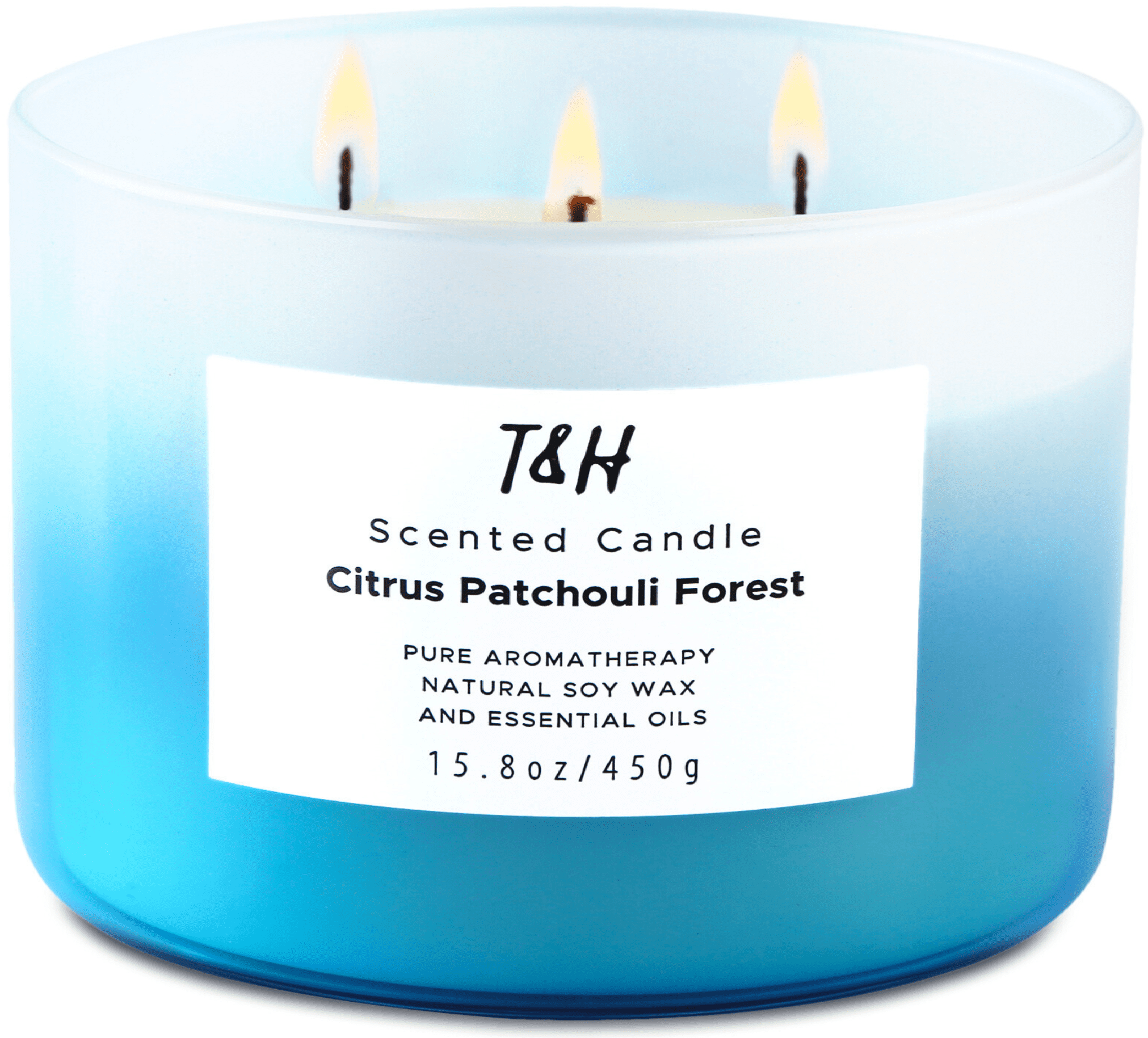 Citrus Patchouli Forest Scented Candle 3 Wick Aromatherapy Candle Long Lasting and Clean Burning Soy Candle for Men and Women Relaxing Candle for Home Scented