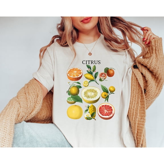 Citrus Shirt, Fruit Shirt, Womens T-Shirts, Neutral Shirt, Spring Shirt, Summer Shirt, Short Sleeved T-Shirt for Women, Boho Shirt, Boho Tee TSHIRT All Size S-5XL