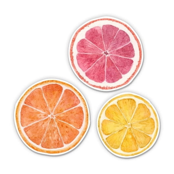 Citrus Slices Fruit Fresh - 5" each Vinyl Stickers - For Car Laptop I-Pad - Waterproof Decals
