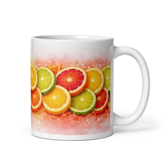 Citrus Tea Mug Lemon, Lime & Orange with Gs, Ceramic Mug Aurelias Studio.