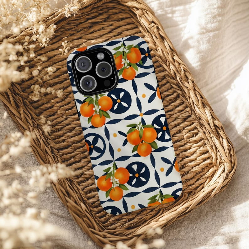 Citrus Tile Mediterranean Pattern Phone Case for iPhone 11 12 13 14 15 ...