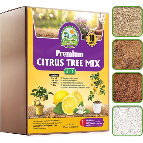 Citrus Tree Potting Soil Mix for Potted Lemon Tree Specialized for Oranges Fruit Tree Indoor Planting Pre-Mixed 4-in-1 Ready to Use (10 Quarts)
