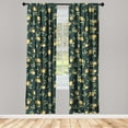 thumbnail image 1 of Citrus Window Curtains, Vintage Design Lemon Pattern with Leaves Greenery Tropical Forest Vibe Art, Lightweight Decor 2-Panel Set with Rod Pocket, Pair of - 28"x84", Mustard Hunter Green, by Ambesonne, 1 of 3