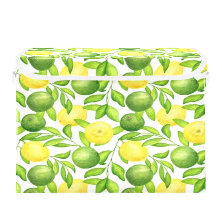 Citrus fruit leafy pattern Foldable Kids Toy Chest with Flip-Top