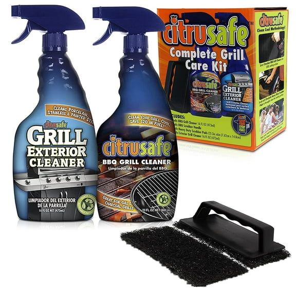 Citrusafe Grill Care Kit: BBQ and Exterior Cleaner with Scrubber