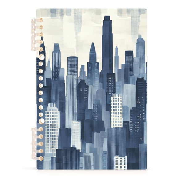 City A5 8.3x5.7in PP Notebook, Adjustable Rings, 60 Sheets, Diary or Journey Note