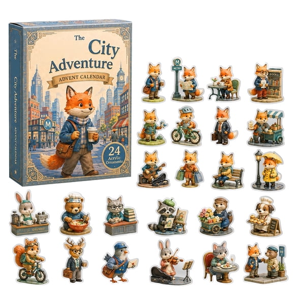 City Adventure Christmas Advent Calendar 2026 , 24-Day 2D Countdown Acrylic Charms Blind Box, Cute City Animal Holiday Decor Gift for Animal Lovers & Family