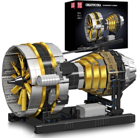 City Aircraft Engine Building Set Turbojet Engine Model That Runs with Motor Collectible Blocks Kit for Mechanical Science Education STEM Toy(2256 PCS)