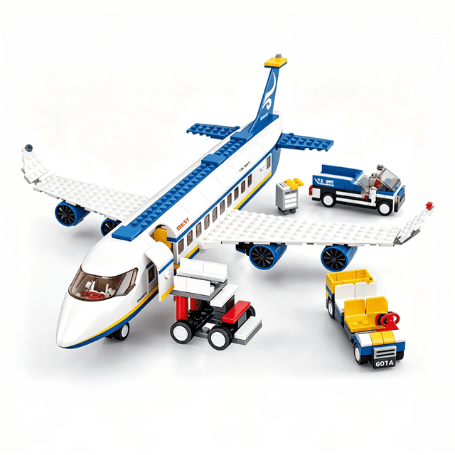 City-Airport Passenger-Plane Building Block Set with Airport Terminal ...